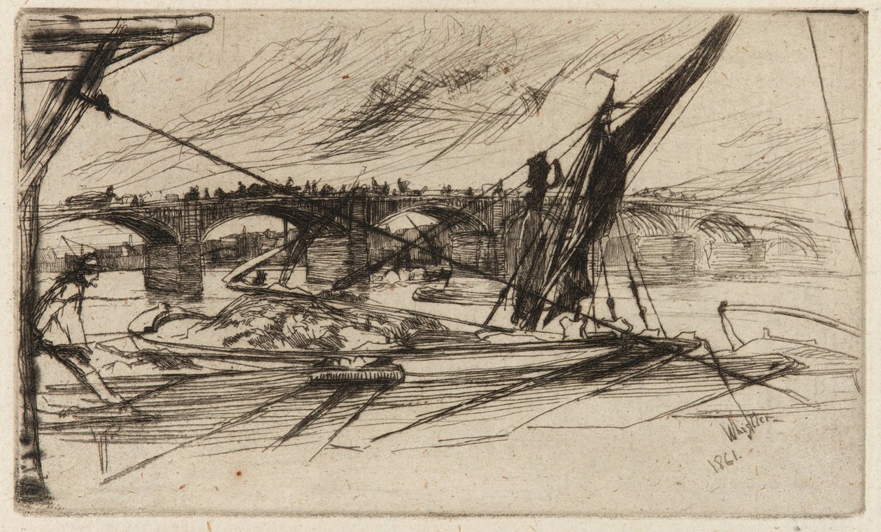 Vauxhall Bridge, 1861. af James Abbott McNeill Whistler