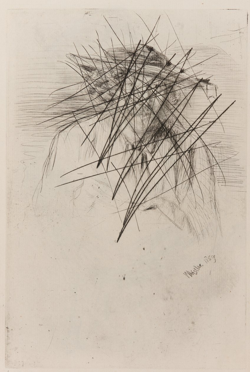 Whistler med en hat, 1859. af James Abbott McNeill Whistler