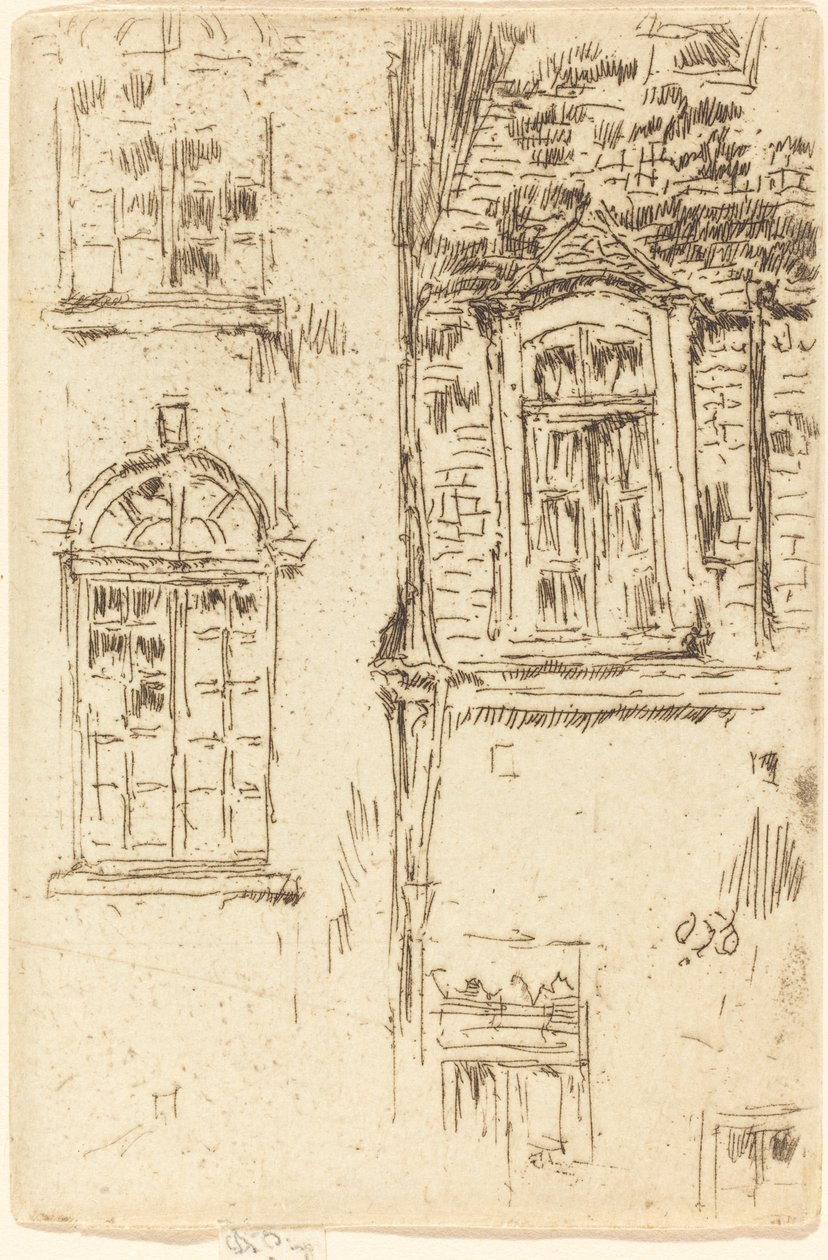 Vinduer overfor Hotel, Bourges, 1888. af James Abbott McNeill Whistler