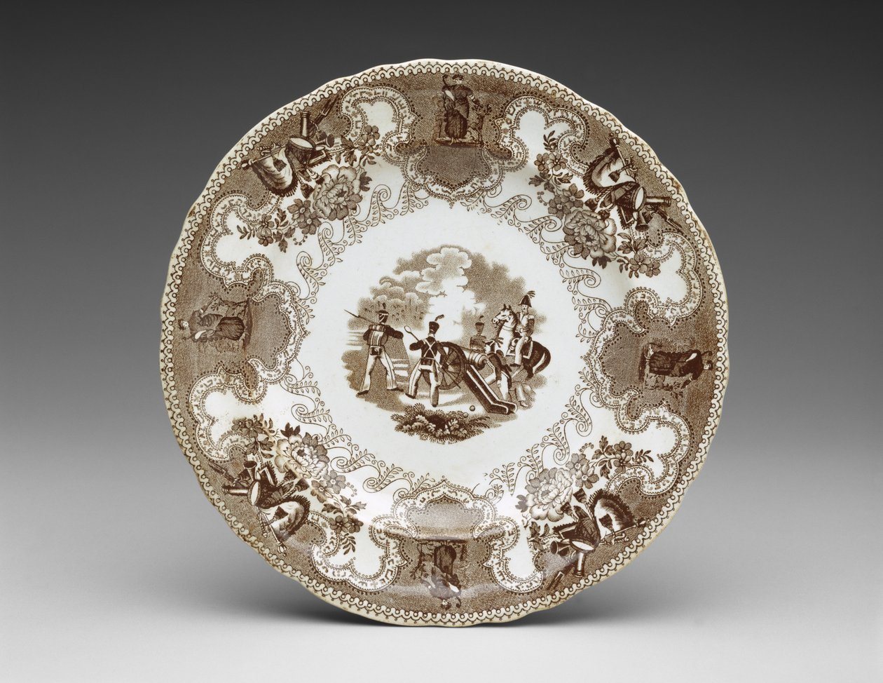Tallerken, ca. 1837-44 (transfertrykt fajance) af James Beech