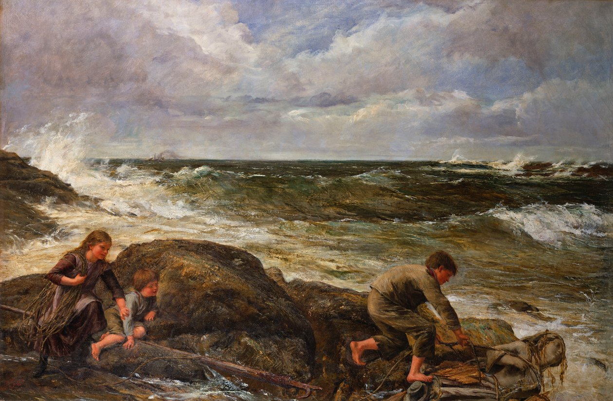 At fange en havfrue, 1883 af James Clarke Hook