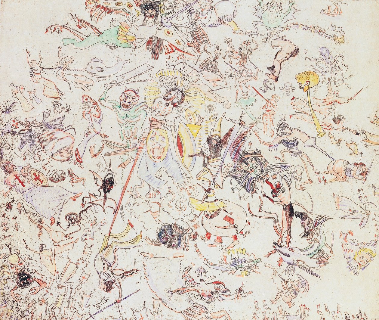 Djævle, der slår engle og ærkeengle af James Ensor