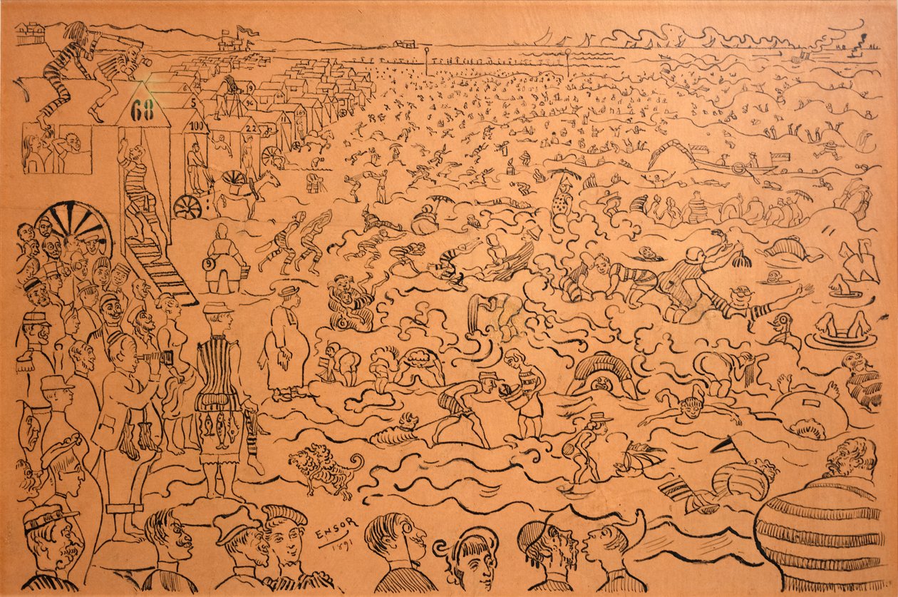 Badet i Oostende af James Ensor