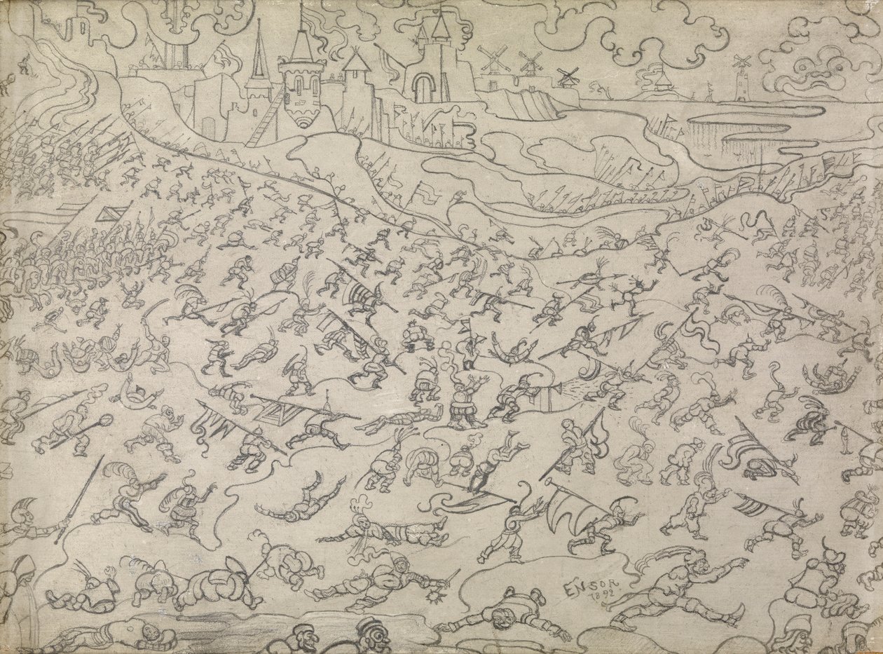 The Dissolute Mercenaries (blyant på papir) af James Ensor