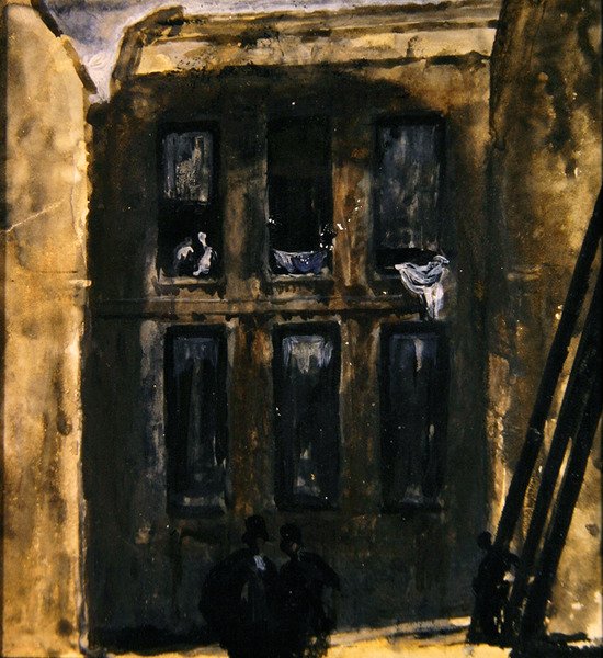 Gadebillede, ca. 1910 (gouache på papir) af James Ferrier Pryde