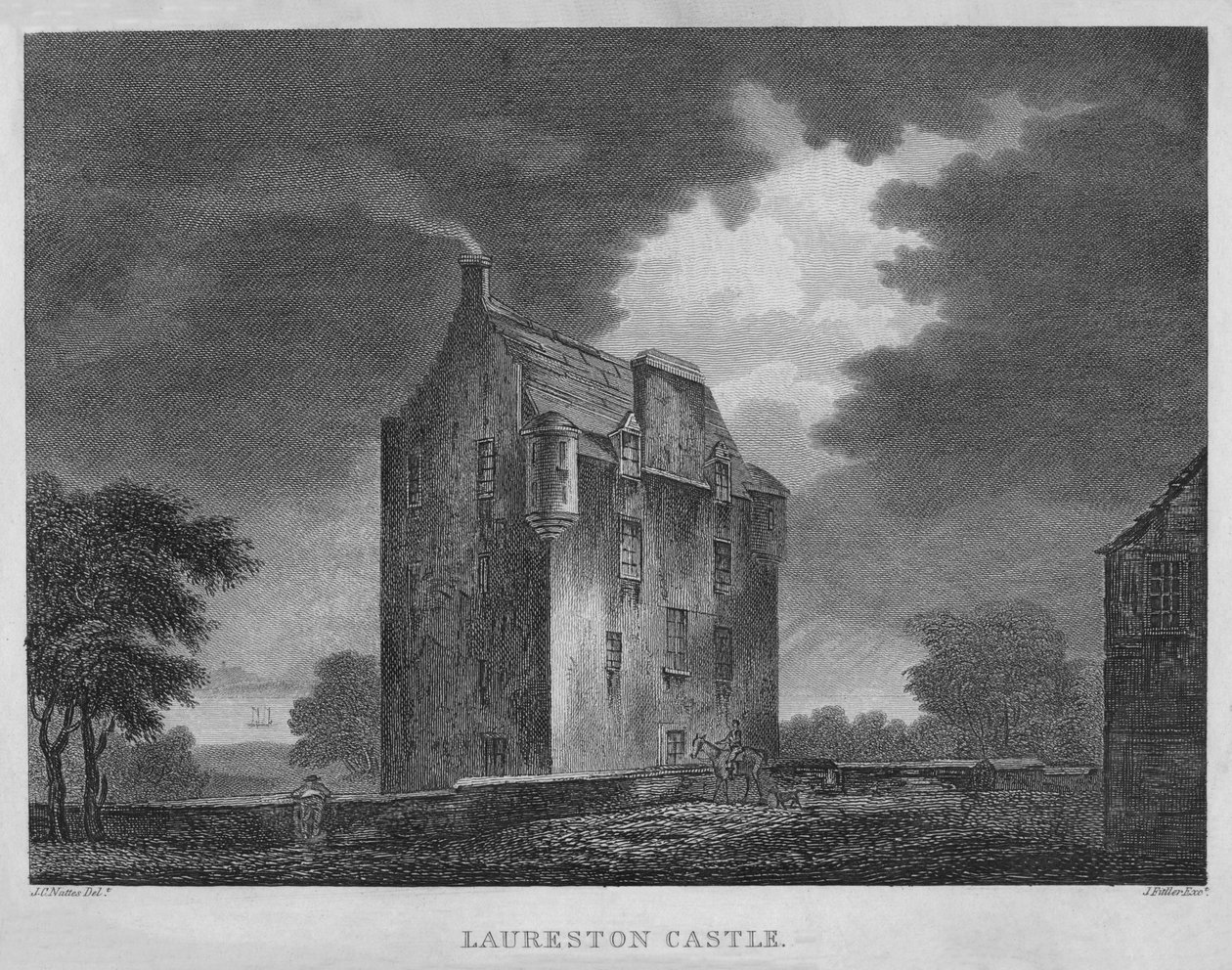 Laureston Castle, 1804 af James Fittler
