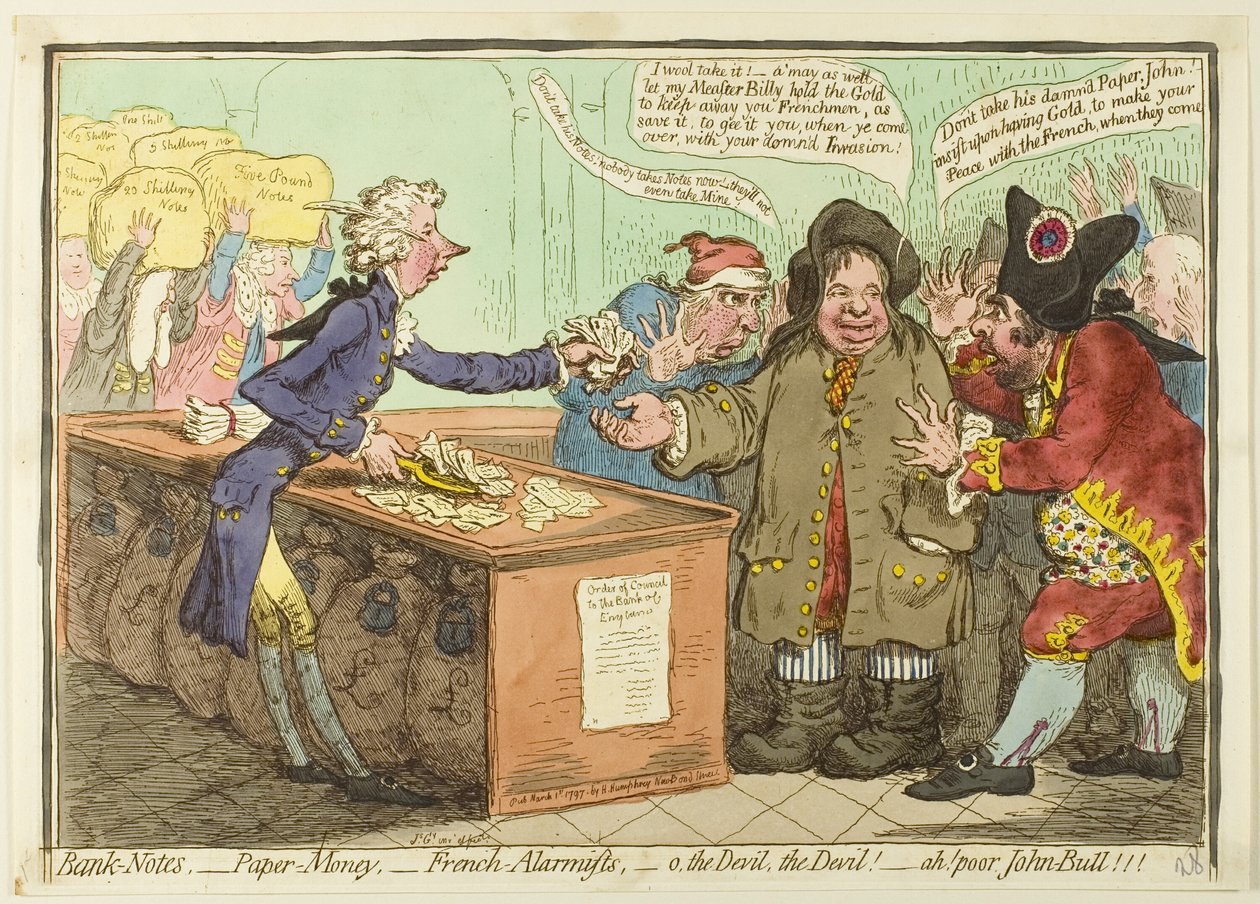 Pengesedler, papirpenge af James Gillray