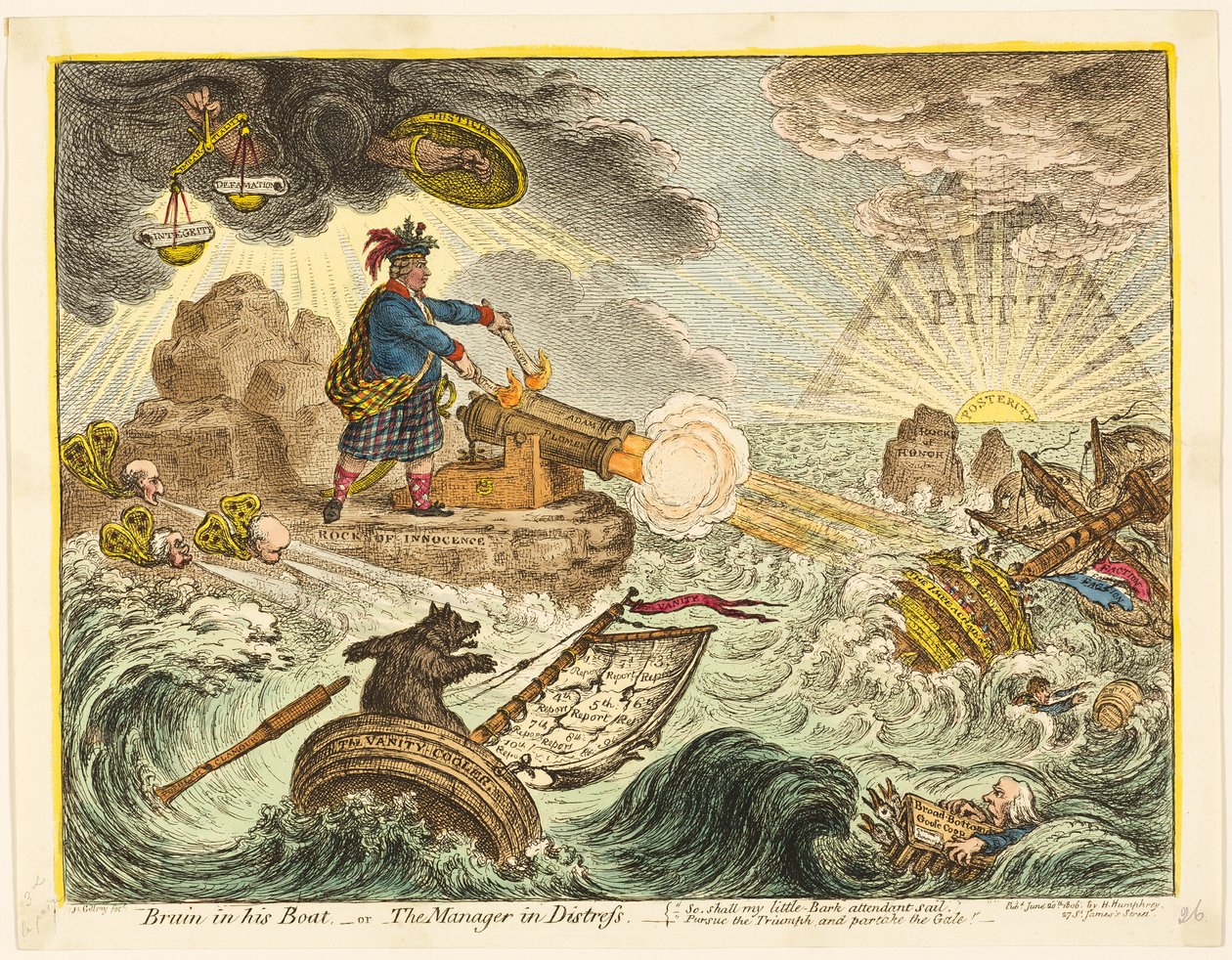 Bruin i sin båd af James Gillray