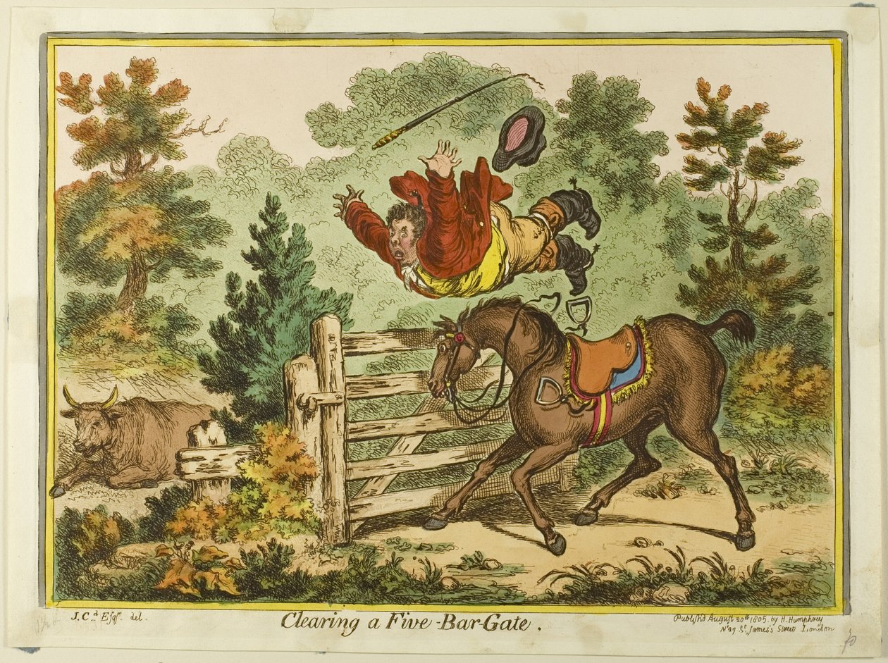 Rydning af en port med fem stænger af James Gillray