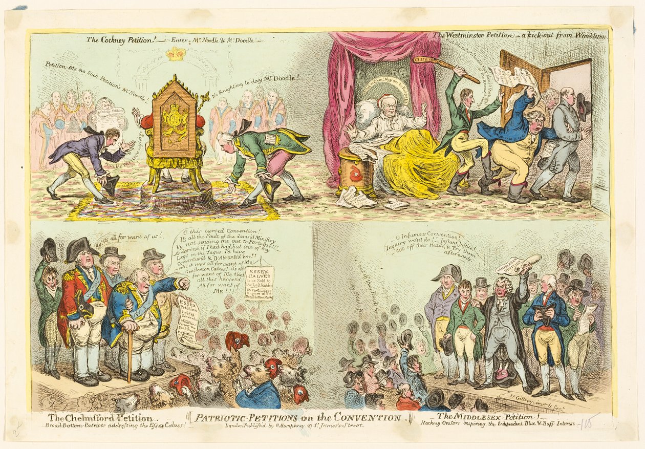 Patriotiske andragender om konventionen af James Gillray
