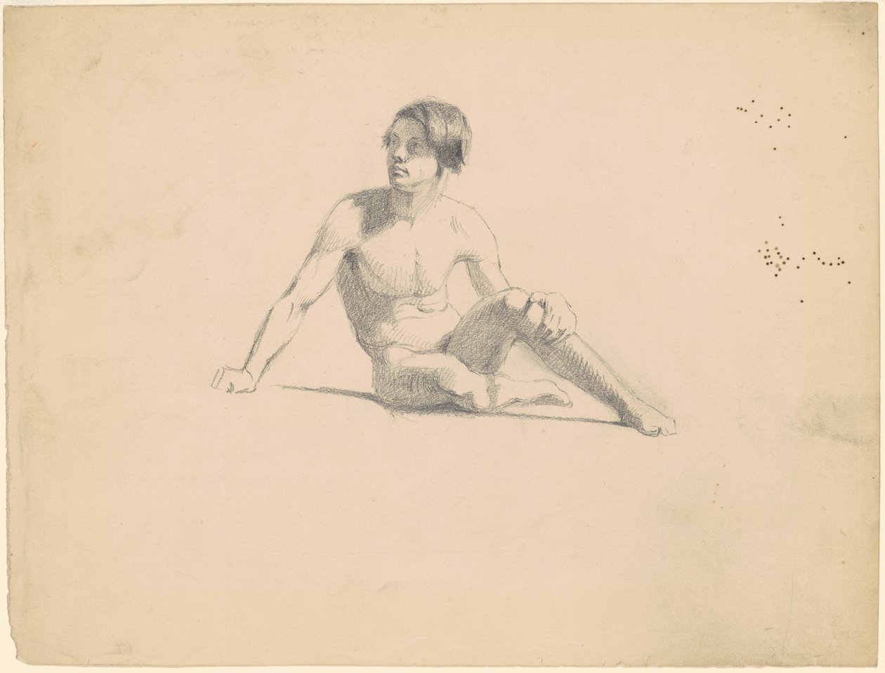 Siddende nøgen mand [recto] af James Goodwyn Clonney