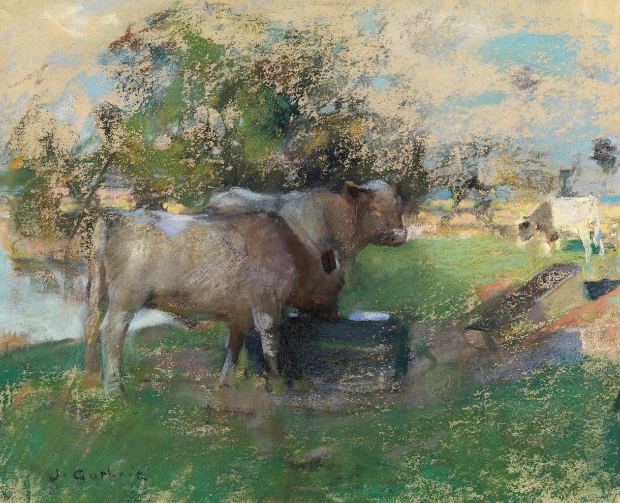 Græsmark (pastel på papir) af James Guthrie
