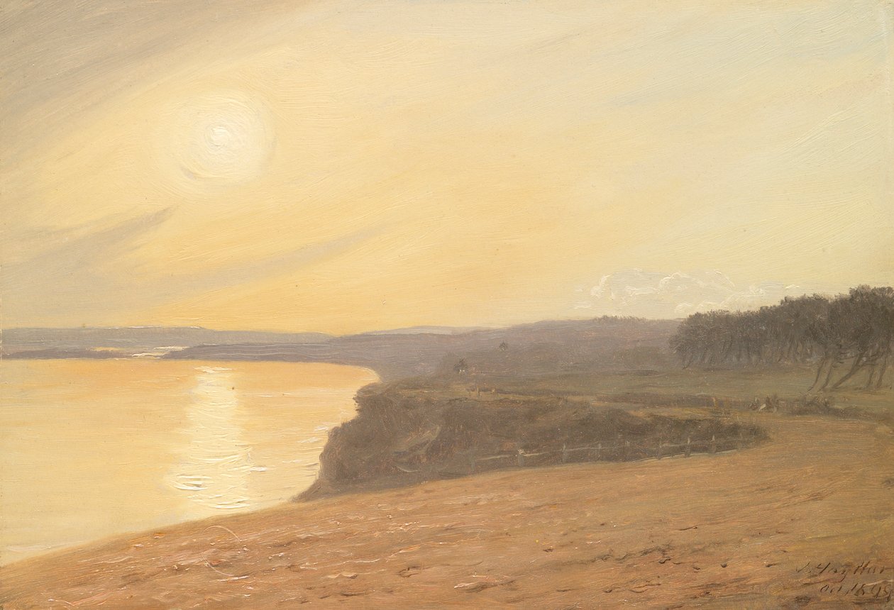 Solnedgang, nær Bournemouth, 1899 (olie på kort) af James Hayllar