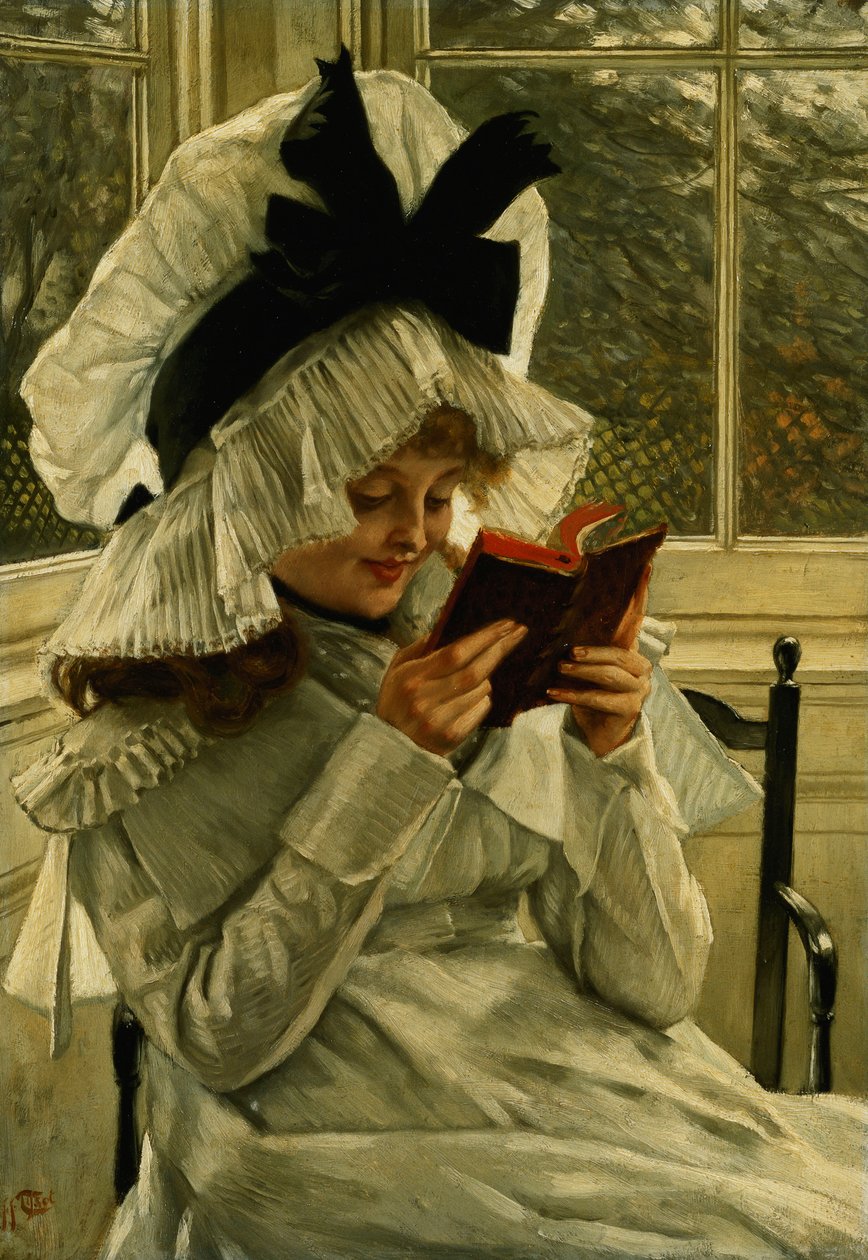 Læser en bog, ca. 1872 af James Jacques Joseph Tissot