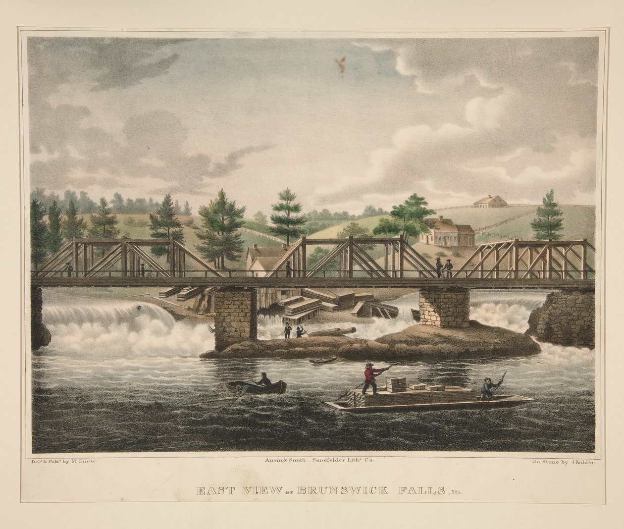 East View of Brunswick Falls, Me. af James Kidder