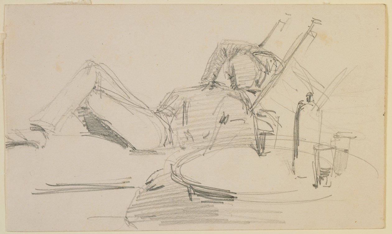 En mand tilbagelænet på en seng af James Abbott McNeill Whistler