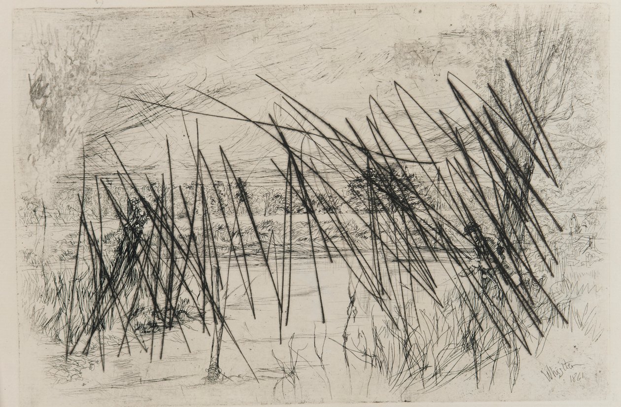 Landskab med en fisker af James Abbott McNeill Whistler