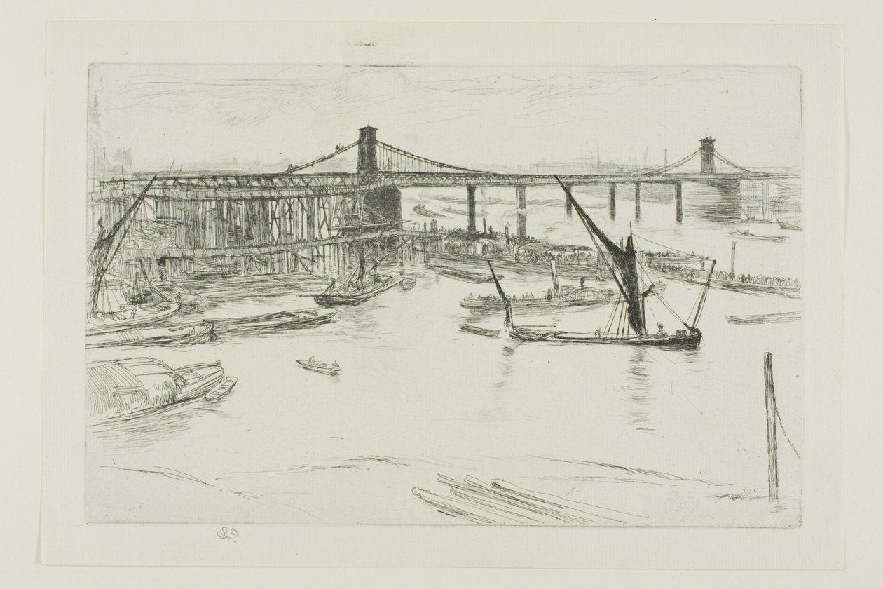 Old Hungerford Bridge af James Abbott McNeill Whistler