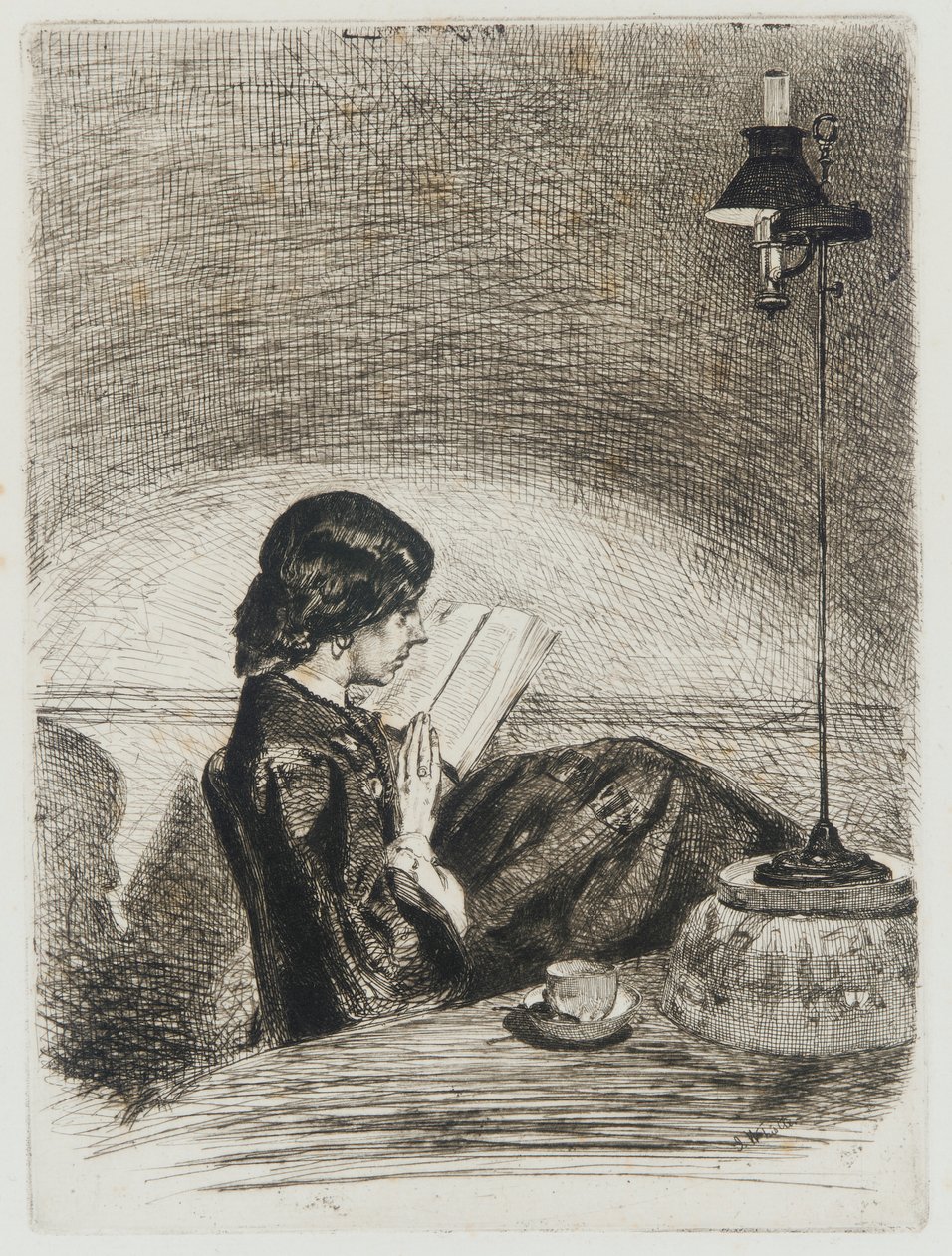 Læsning af Lamplight af James Abbott McNeill Whistler