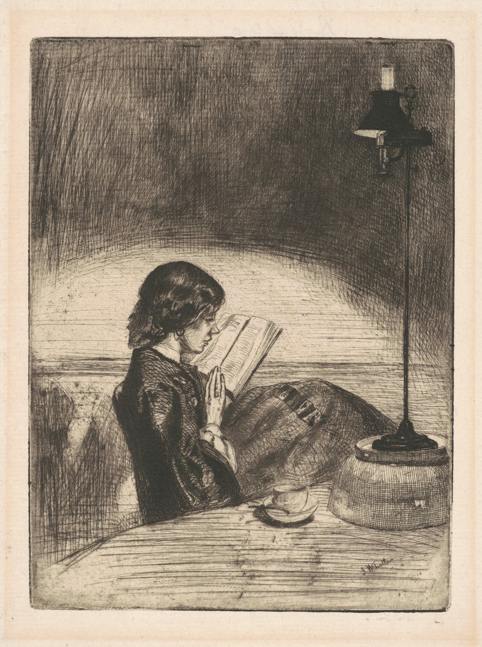 Læsning af Lamplight af James Abbott McNeill Whistler