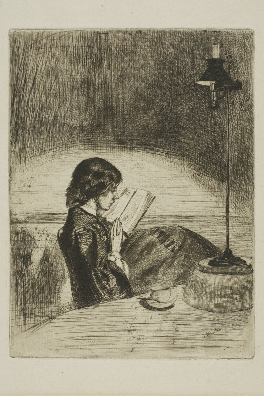 Læsning af Lamplight af James Abbott McNeill Whistler
