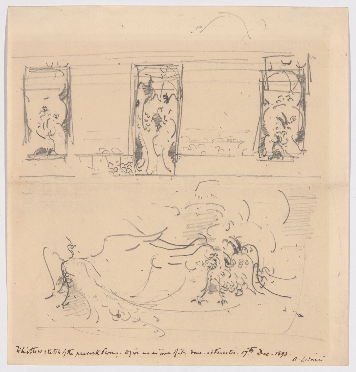 Skitse af påfugleværelset af James McNeill Whistler
