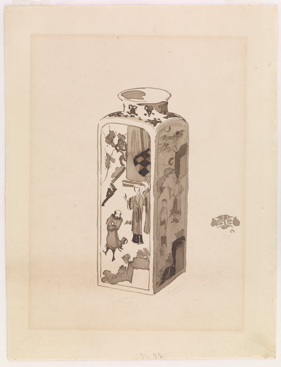 Firkantet beholder med ekspanderende hals af James Abbott McNeill Whistler