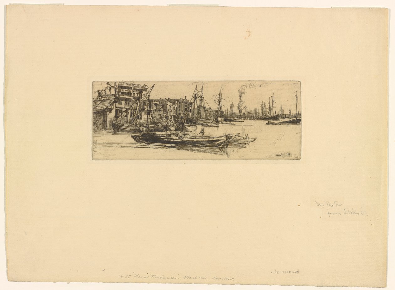 Thames Warehouses af James Abbott McNeill Whistler