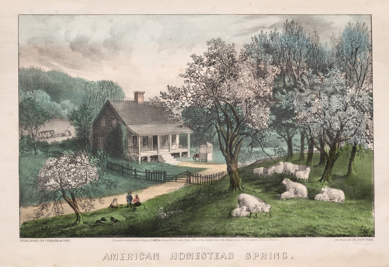 American Homestead, forår, 1869. af James Merritt Ives