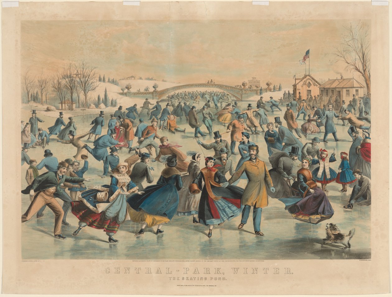 Central Park, Winter: The Skating Pond. af James Merritt Ives