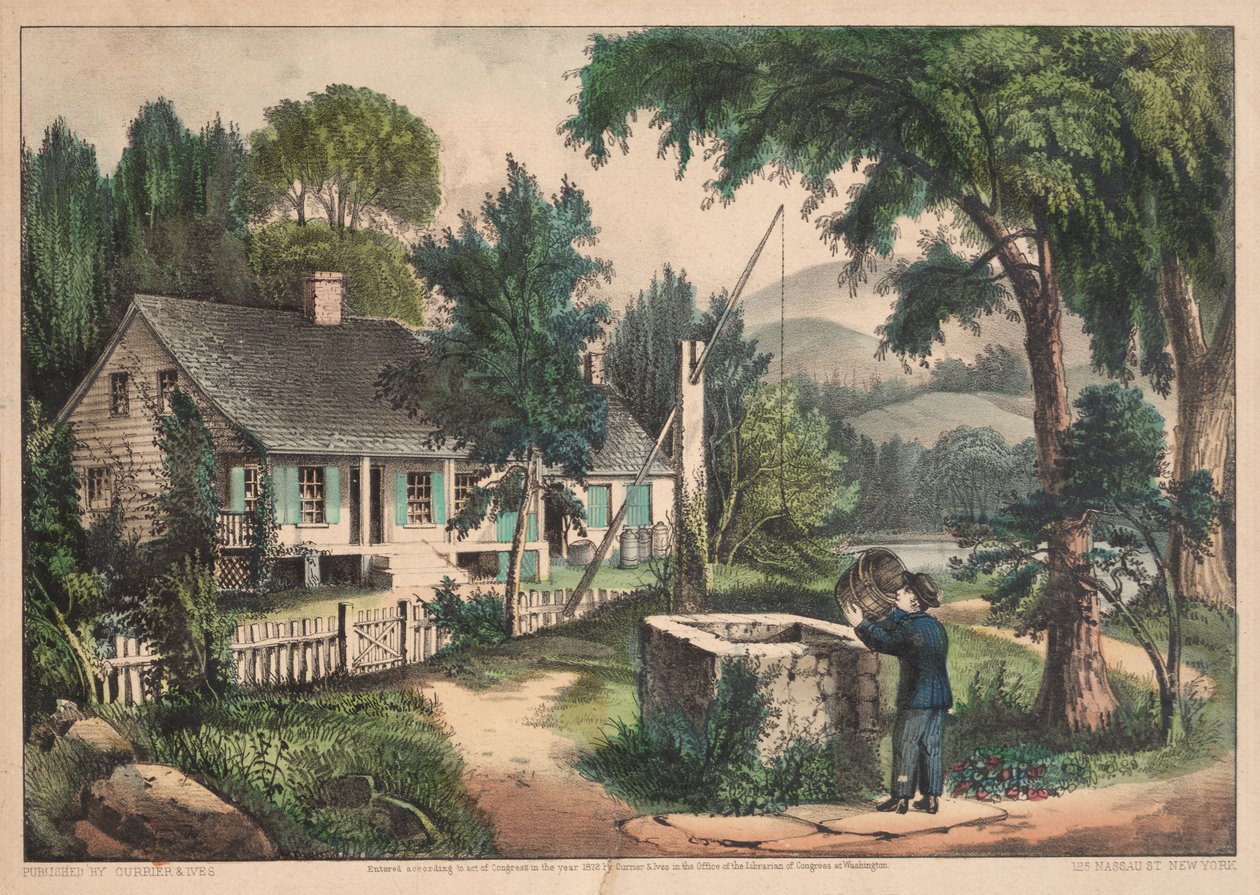 Den gamle egetræsspand. af James Merritt Ives