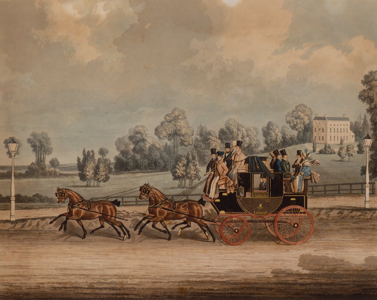 Cambridge Coach (farvet gravering) af James Pollard