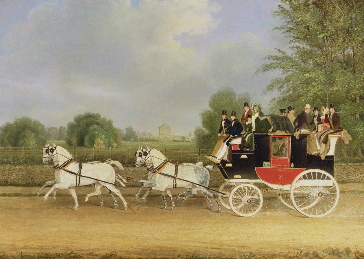 London-Farringdon-bussen passerer Buckland House, Berkshire af James Pollard