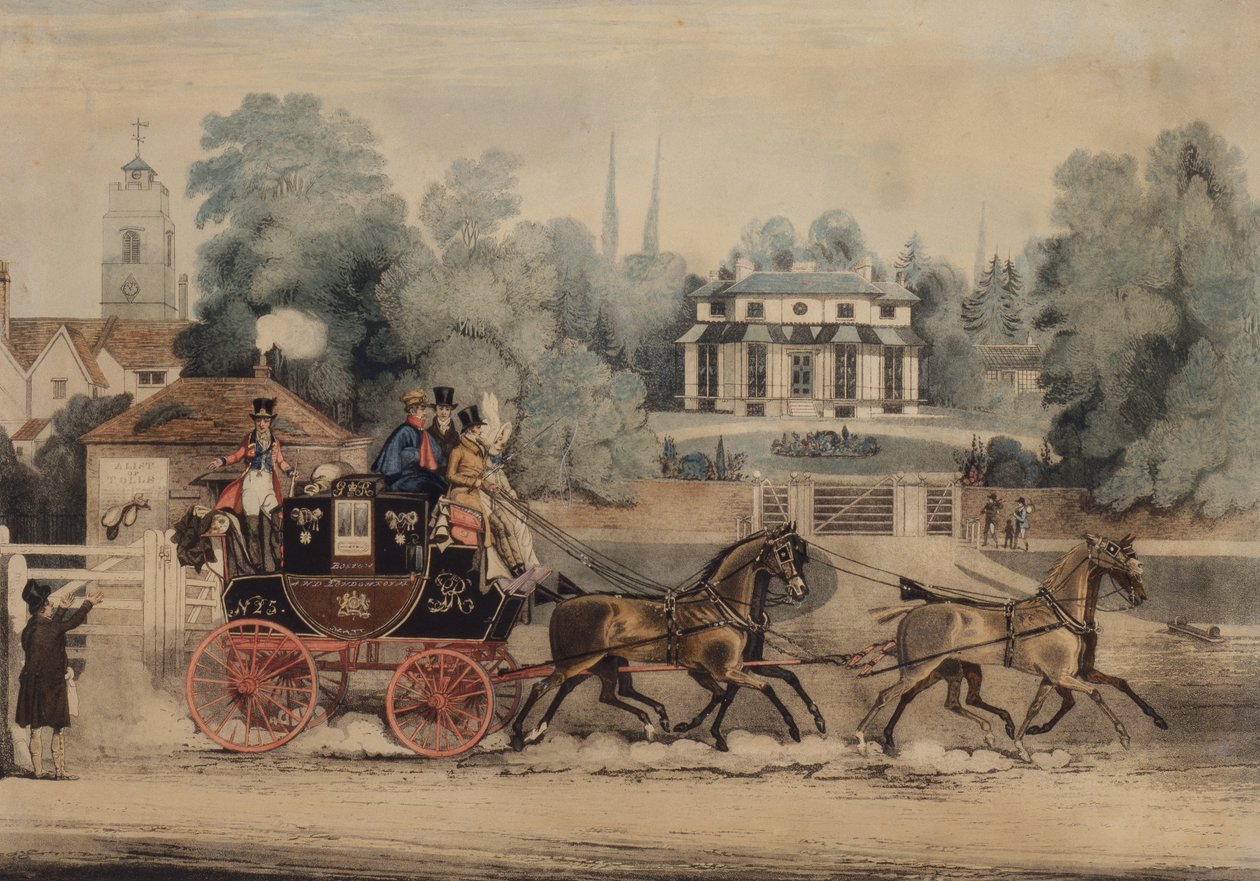 The Royal Mail Coach (farvet gravering) af James Pollard