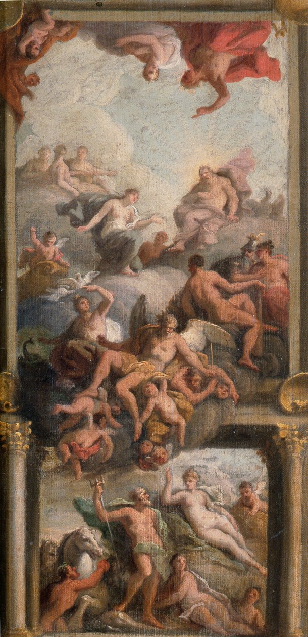 Olympisk scene, ca. 1720 (olie på lærred) af James Thornhill