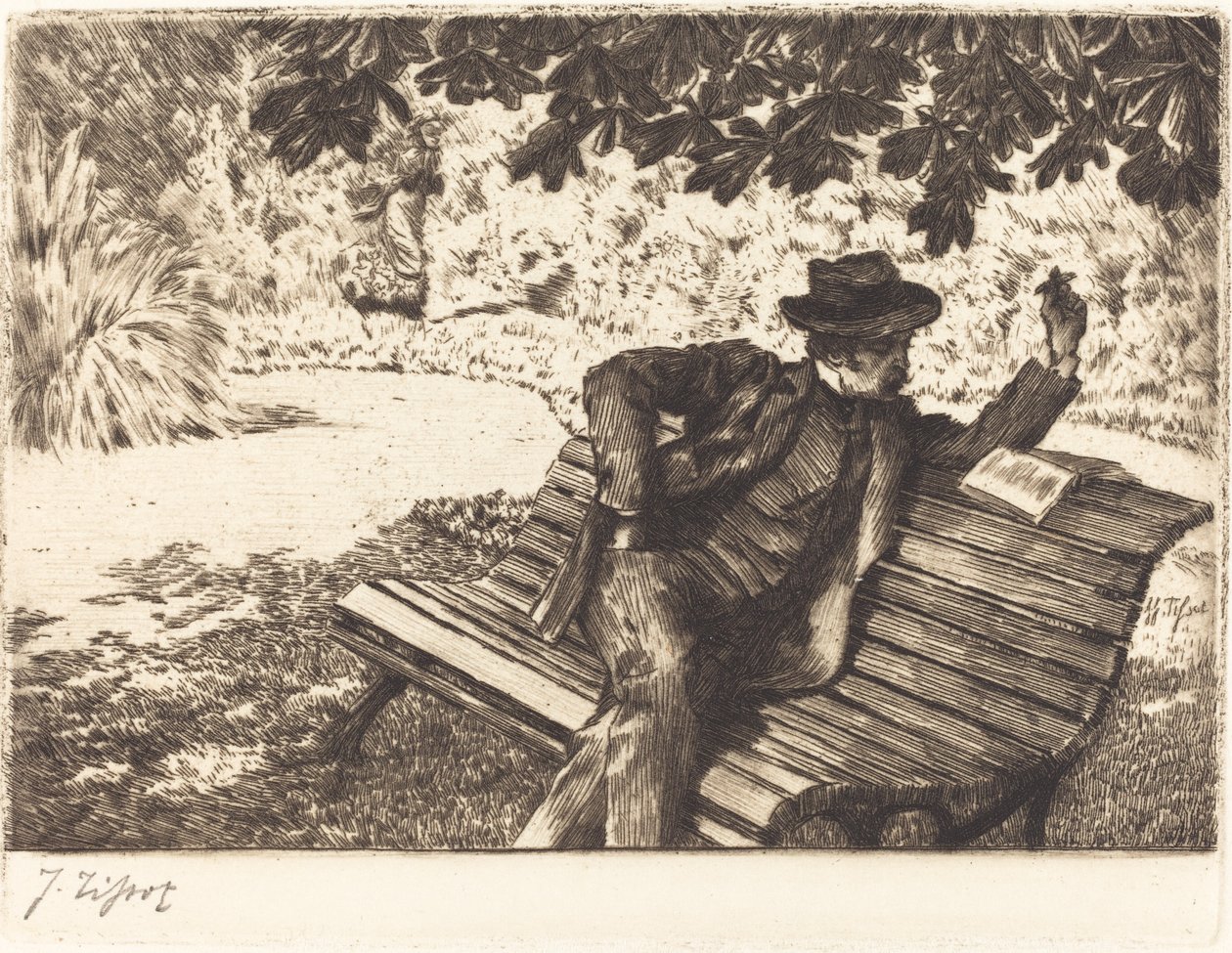 Denoisel læser i haven, 1882. af James Tissot