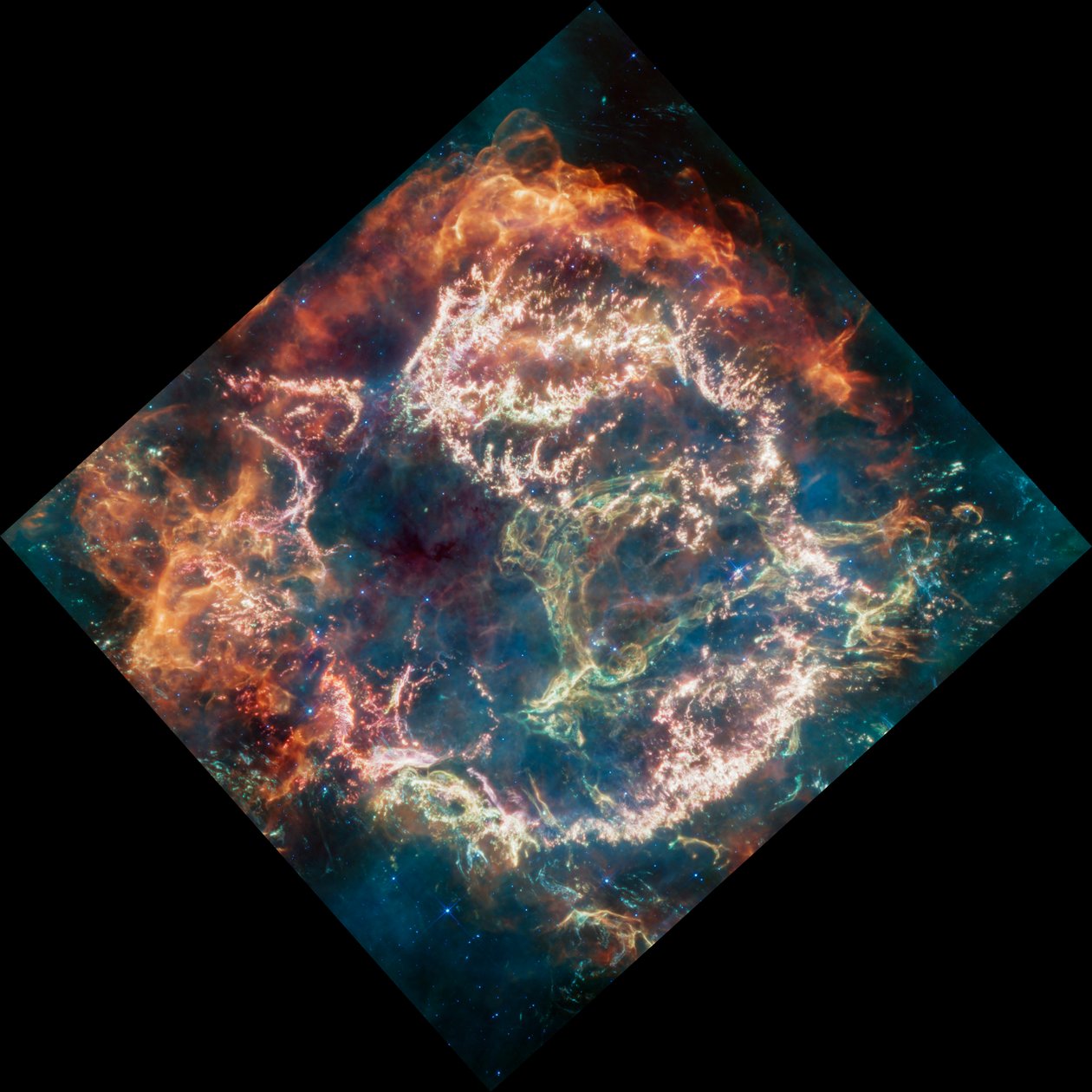 Cassiopeia A (MIRI-billede) af James Webb Space Telescope (NASA)