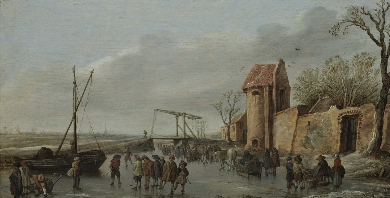En scene på isen af Jan Josephsz van Goyen