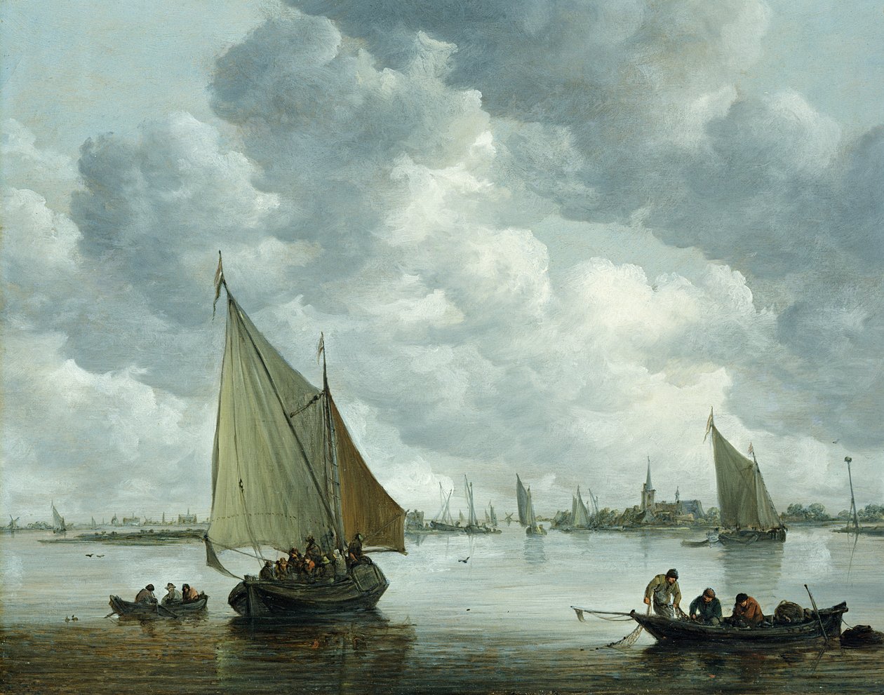 Fiskerbåd i en flodmunding, 1655 af Jan Josephsz van Goyen