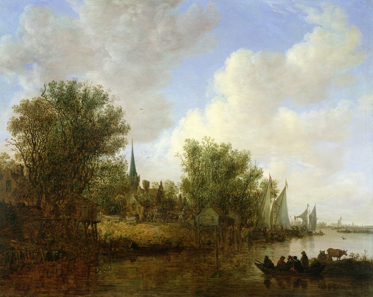 Flodscene med udsigt over Overschie, 1651 af Jan Josephsz van Goyen