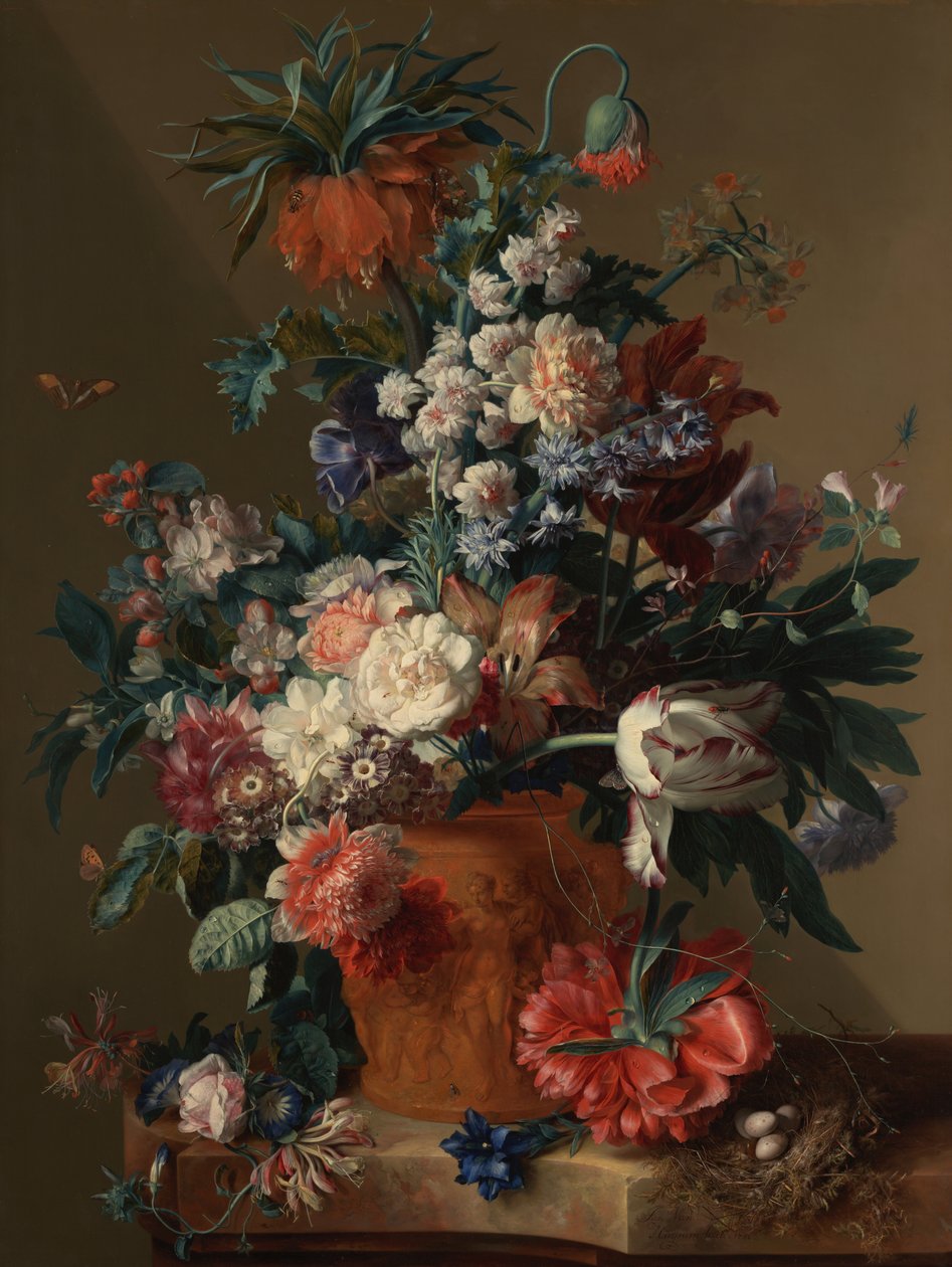 Vase med blomster af Jan van Huysum