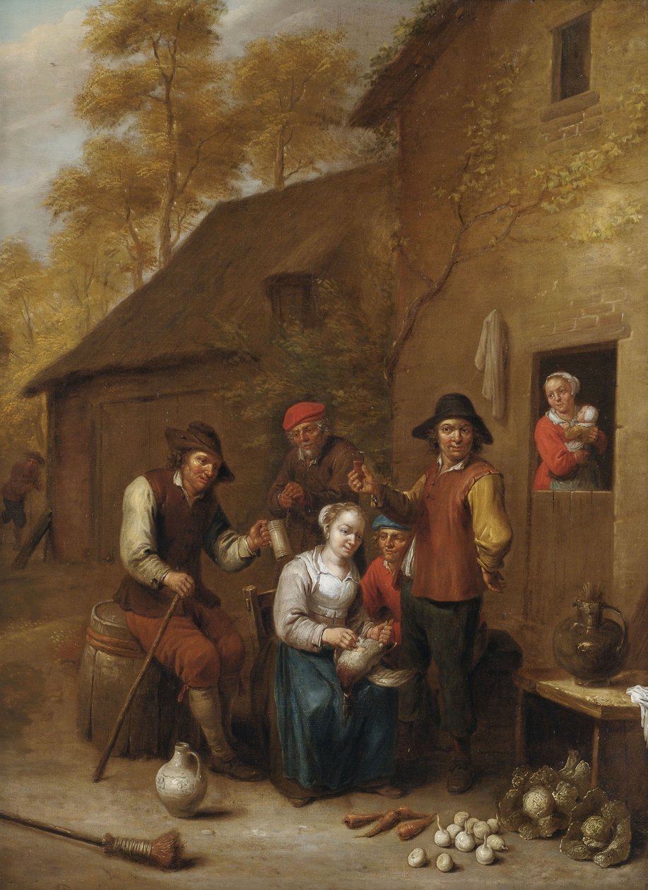 Landmænd foran et hus af Jan Baptist Nollekens
