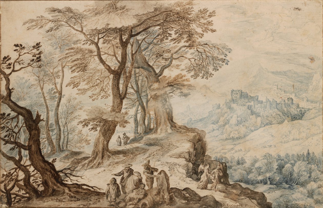 Landskab med Tobias og englen af Jan Breughel Ii