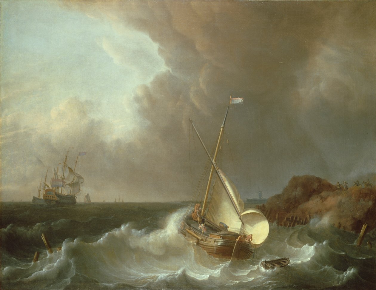 Galeon i stormfuldt hav af Jan Claesz Rietschoof
