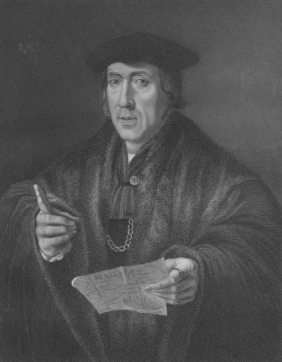 Portræt af Sir John More (ca. 1451-1530), indgraveret af W.T.Mote af Jan Cornelisz Vermeyen