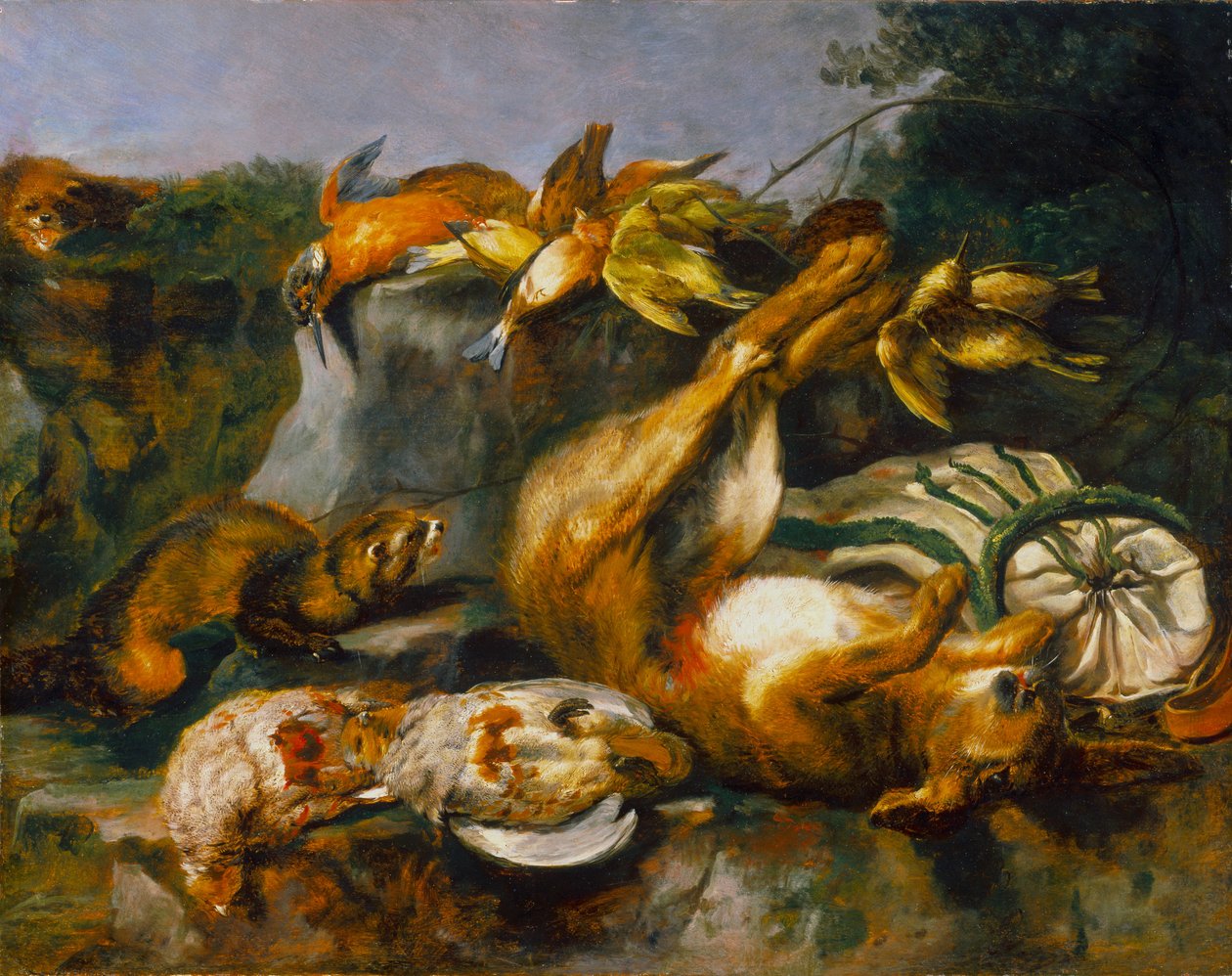 Dødt vildt og væsler, ca. 1642 (olie på egefineret masonitpanel) af Jan Fyt