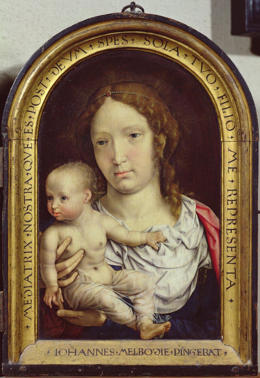 Carondelet Diptychiet: højre panel med Jomfruen og barnet, 1517 (se også 97189 og 210362) af Jan Gossaert