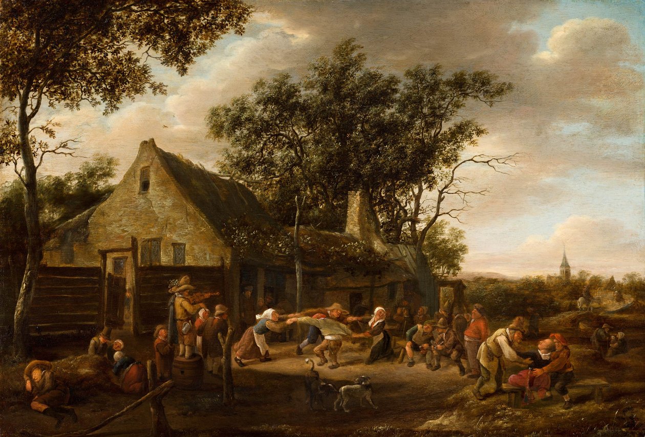 Dansende bønder på en kro af Jan Havickszoon Steen