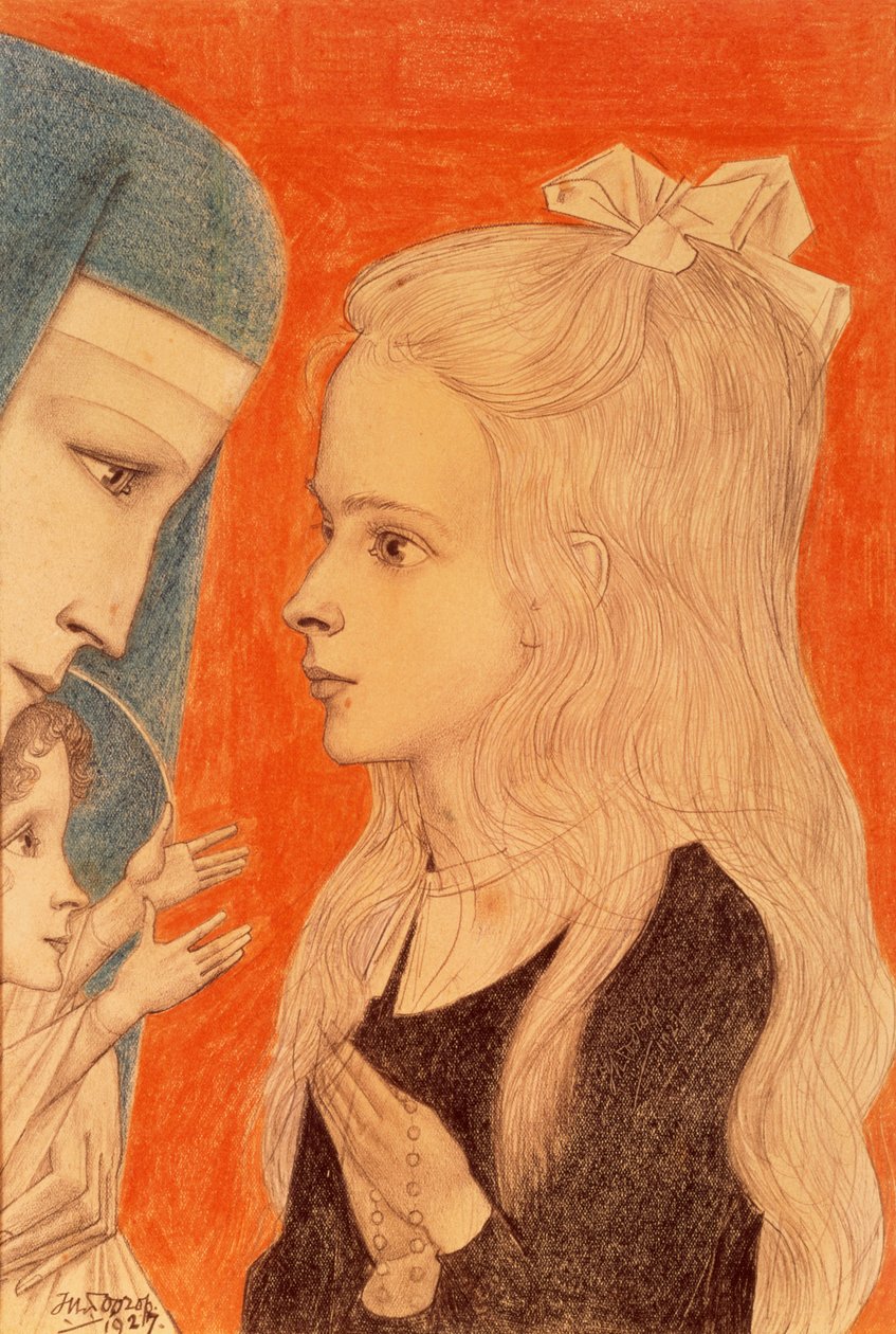 Girl Praying, 1927 (farveblyant) af Jan Toorop