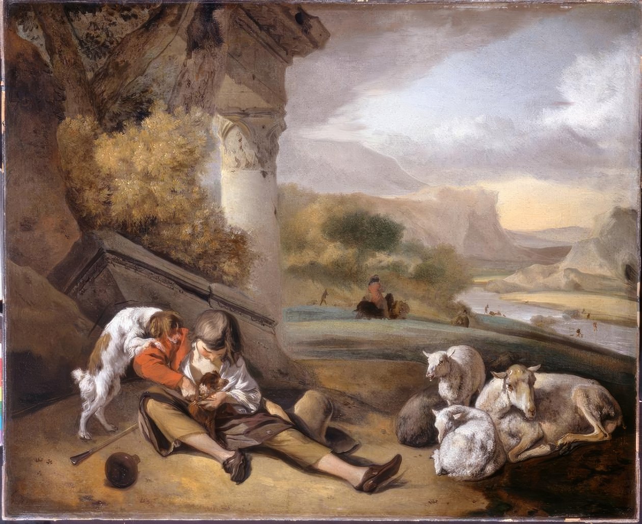 J.Weenix, Landskab med en hyrdedreng af Jan Baptist Weenix